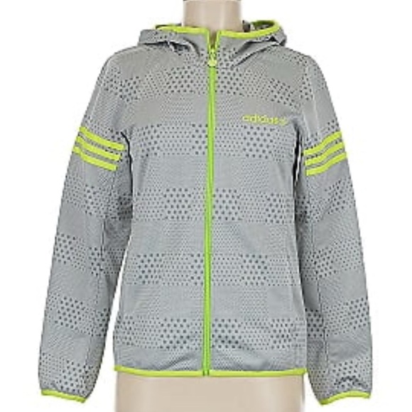 Adidas Kids Gray and Neon Green Raincoat size medium - Picture 5 of 5